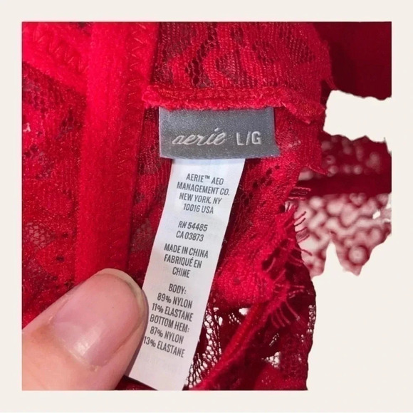 0608W. Aerie Women's Red Lace Racerback Bralette Size Large Wireless‎ - Picture 10 of 10